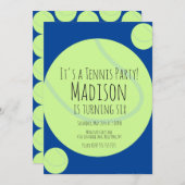 テニスボールパーティーゲーム誕生日招待状 招待状 (正面/裏面)