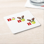 テニスボールホホホホホホサンタトナディースクリスマス スクエアペーパーコースター (アングル)