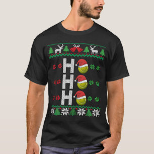 テニスボールホーホーホーサンタハットテニス醜いクリスマス Tシャツ