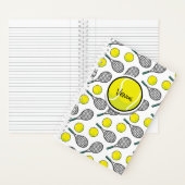 テニスボールラケットイエローホワイトスポーツ名 ノートブック (内側)