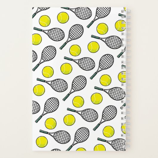 テニスボールラケットイエローホワイトスポーツ名 ノートブック (裏面)
