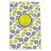 テニスボールラケットイエローホワイトスポーツ抱き枕 ミディアムペーパーバッグ (正面)