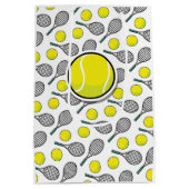 テニスボールラケットイエローホワイトスポーツ抱き枕 ミディアムペーパーバッグ (裏面)