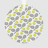テニスボールラケットパターンスポーツプレイヤー名 オーナメント (裏面)