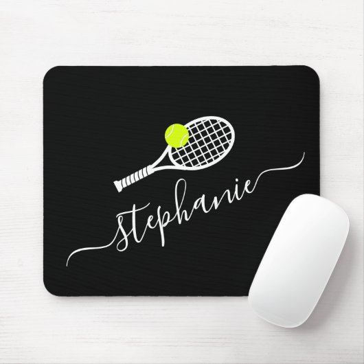 テニスボールラケットモノグラムパーソナライズされた名 マウスパッド (マウス)
