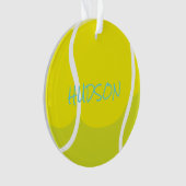 テニスボールラケット名選手コーチイエローアクア オーナメント (正面)