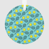 テニスボールラケット名選手コーチイエローアクア オーナメント (裏面)