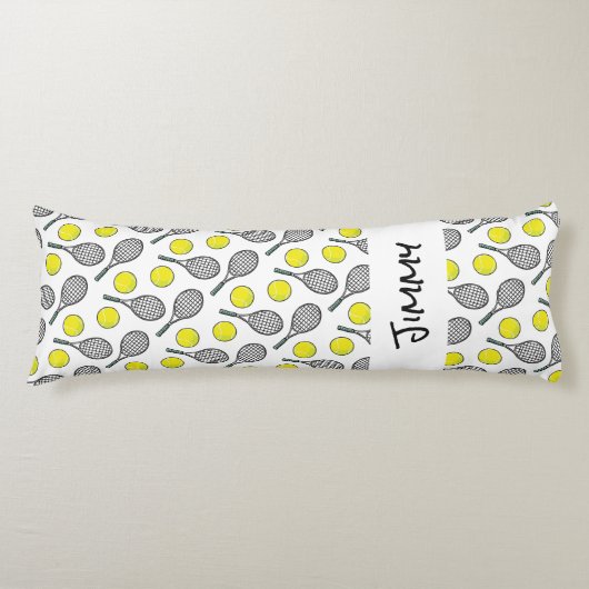 テニスボールラケットNAMEスポーツティーンズおもしろい ボディピロー (正面)