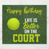 テニスボール人生はコート誕生日の上でより良い スパークリングワインラベル (シングルラベル)