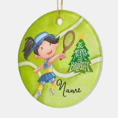 テニスボール付きテニスのクリスマスガールプレーヤー セラミックオーナメント (左)