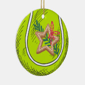 テニスボール付きテニスのクリスマス セラミックオーナメント (右)