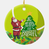 テニスボール付きテニスのクリスマス セラミックオーナメント (裏面)