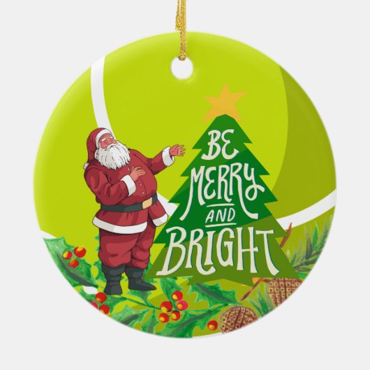 テニスボール付きテニスのクリスマス セラミックオーナメント (裏面)