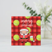 テニスボール付きテニスクリスマスサンタクロース車 カード (スタンド正面)