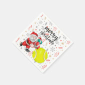 テニスボール付きテニスクリスマスサンタクロース スタンダードカクテルナプキン (角)