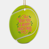テニスボール付きテニスクリスマス セラミックオーナメント (右)