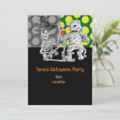 テニスボール付きテニスハローウィンパーティと幽霊 招待状 (スタンド正面)