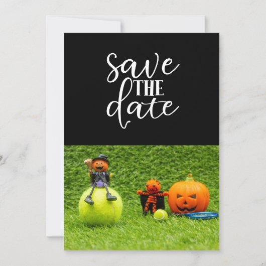 テニスボール付きテニスハローウィンパーティと幽霊 招待状 (正面)