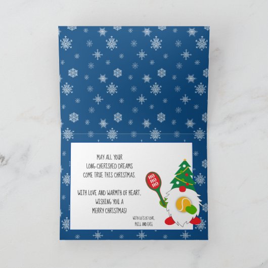 🎾テニスボール付き可愛いクリスマスドワーフ サンキューカード (内部)
