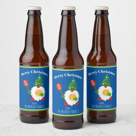 🎾テニスボール付き可愛いクリスマスドワーフ ビールラベル (ボトル)