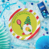 🎾テニスボール付き可愛いクリスマスドワーフ ペーパープレート (パーティー)