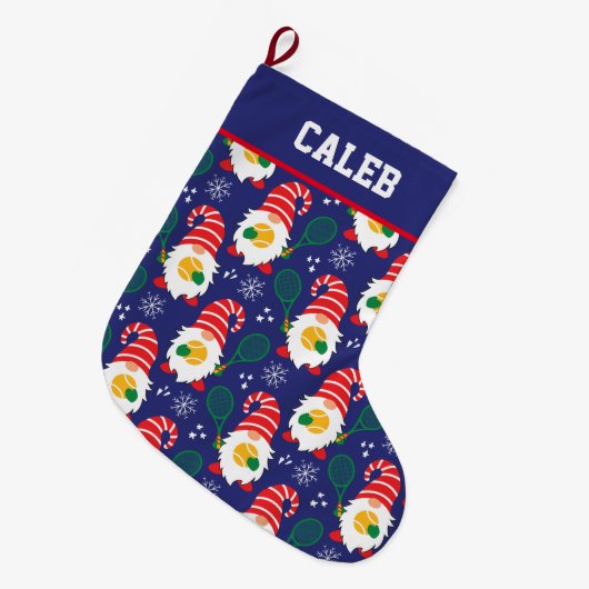 🎾テニスボール付き可愛いクリスマスドワーフ ラージクリスマスストッキング (正面 (吊り時))