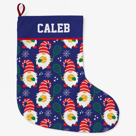 🎾テニスボール付き可愛いクリスマスドワーフ ラージクリスマスストッキング (正面)