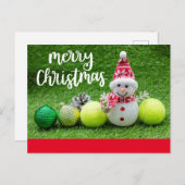 テニスボール付き雪だるま シーズンポストカード (正面/裏面)