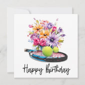 テニスボール及び誕生日用花付きラケット カード (正面)