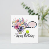 テニスボール及び誕生日用花付きラケット カード (スタンド正面)