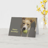 テニスボール誕生日カード付き犬 カード (黄色い花)