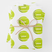 テニスボール誕生日パーティー名前をカスタムする ラッピングペーパーシート (インサイチュ)