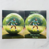 テニスボール選手のコート、ビッグ誕生日カード カード (内部)