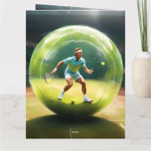 テニスボール選手のコート、ビッグ誕生日カード カード (裏面)
