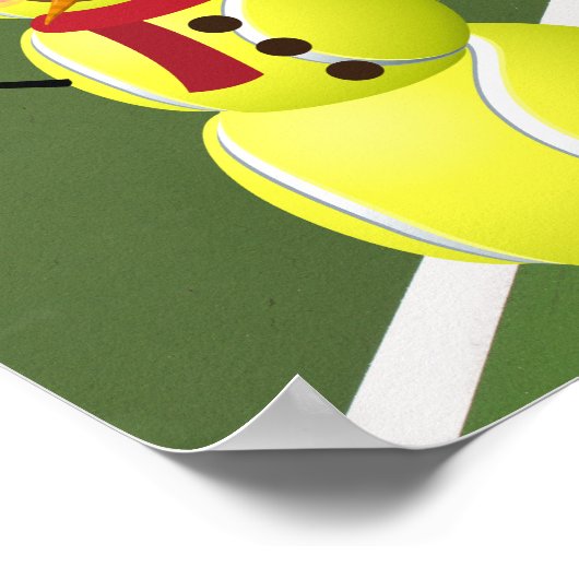 テニスボール雪だるまとクリスマスホリデー ポスター (角)