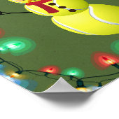 テニスボール雪だるまとサンタクロース ポスター (角)