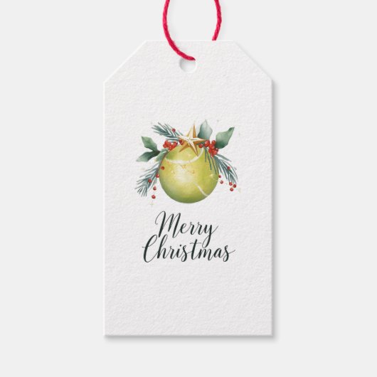 テニスボール クリスマス ギフトタグ (正面)