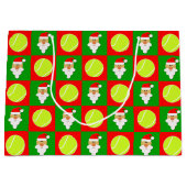 テニスボール&サンタクロース選手のクリスマス ラージペーパーバッグ (正面)