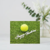 テニスボール(ハッピーバースデー語を緑に付ける) ポストカード (スタンド正面)