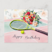 テニスボール(ハッピーバースデー語を緑に付ける) ポストカード (正面)