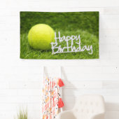 テニスボール(ハッピーバースデー語を緑に付ける) 横断幕 (インサイチュ)