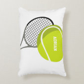 テニスボール&ラケットラケットパーソナライズされた アクセントクッション (正面(垂直))