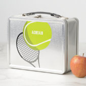 テニスボール&ラケットラケットパーソナライズされた メタルランチボックス (インサイチュ)