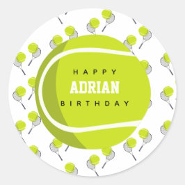 テニスボール&ラケットラケット誕生日パーティー ラウンドシール