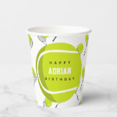 テニスボール&ラケットラケット誕生日パーティー 紙コップ (裏面)
