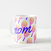 テニスママママザーズデイブライトピンクパープル コーヒーマグカップ (正面左)