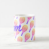 テニスママママザーズデイブライトピンクパープル コーヒーマグカップ (中央)