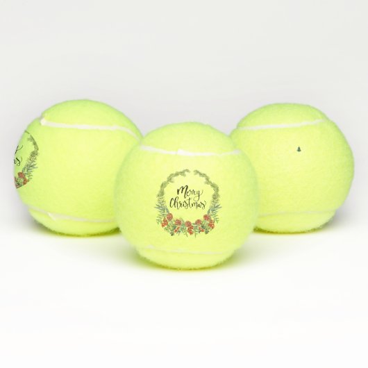 テニスメリークリスマスと花リース テニスボール (マルチ)