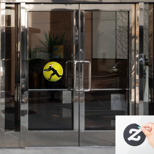 テニスメリークリスマス文字選手&サンタハット ウィンドウサイン (オフィスドア)