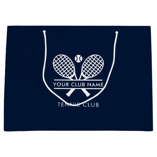 テニスモダンクラブネームスポーツチームネイビーブルースワッグ ラージペーパーバッグ (正面)